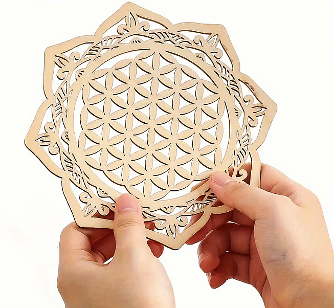 Dřevěný podložka Mandala a květ života